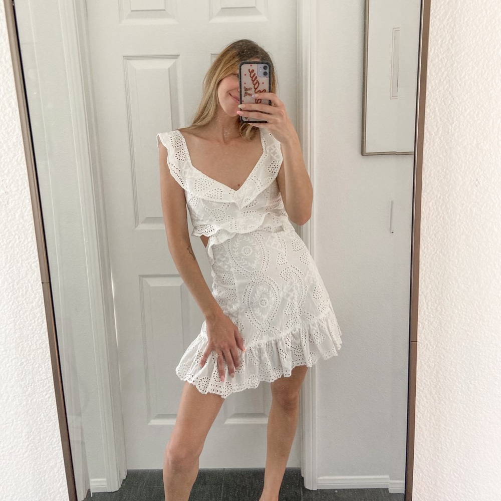 Elora Eyelet Ruffle Mini Dress